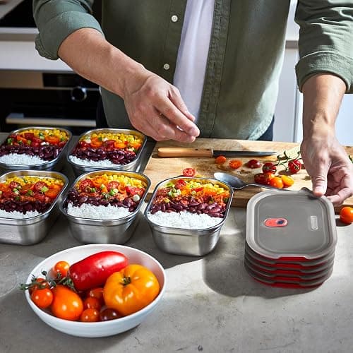 BLACK + BLUM Lunch Bowl Set - Reusable Meal Prep Containers for Picnic & Camping - Microwavable Stainless Steel Lunch Dinner Food Storage Box with Leak Proof Lid - Dishwasher Oven Safe - Small 22oz thumbnail 5