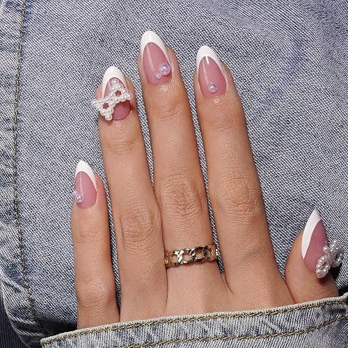 Canvalite French Tip Press on Nails - 300Pcs Pre-Colored Short Gel Nail Tips, Quick and Easy Almond Fake Nails With Designs, DIY French Tip, Pink White thumbnail 3
