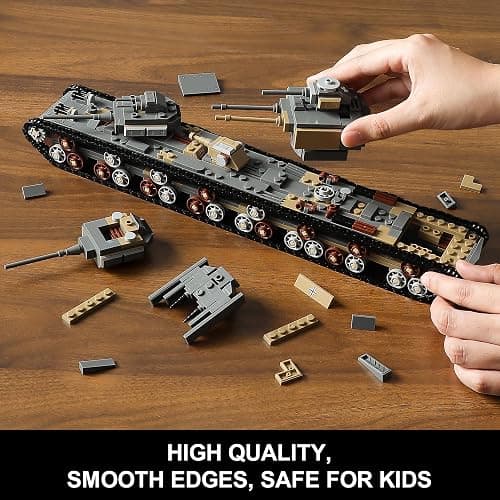 1165-Piece WW2 Army Tank Toys Building Sets Compatible with Lego, Create A Large KV-VI Military Models or 8 Set WWII Tanks, Great Gifts for Boys Kids thumbnail 7