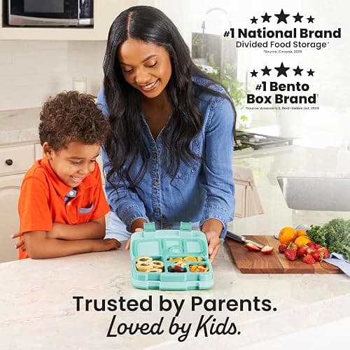 Bentgo Kids Bento-Style 5-Compartment Leak-Proof Lunch Box - Just-Right Portions for Ages 3 to 7, Durable, Drop-Proof, Dishwasher Safe, PFAS & BPA-Free & Made with Food-Safe Materials (Seafoam) thumbnail 3