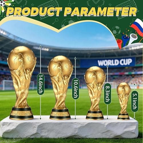 Kliveco World Cup Trophy Replica for 2026, Soccer Football Fan Souvenirs & Collections, Home Office Desktop Decor & Gift for Soccer Fans(8.3 in) thumbnail 2
