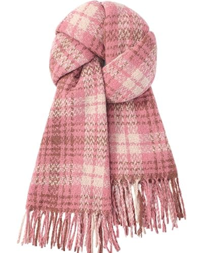 DOFOWORK Winter Scarf for Women - Womens Scarves for Cold Weather, Plaid Soft Tassel Wrap Blanket Scarf, 78.7"x24.8" - Image 1