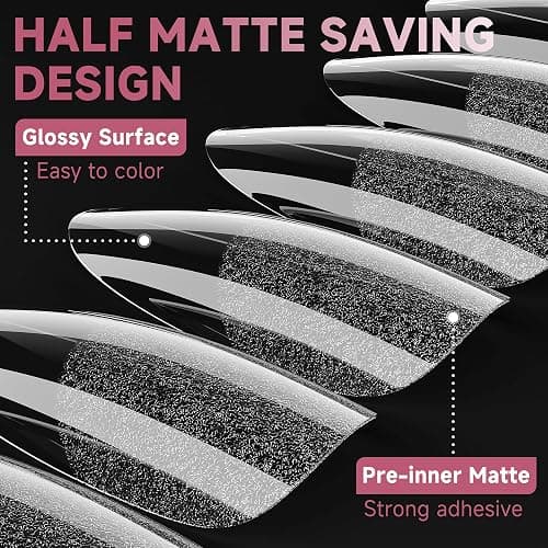 UNA GELLA Medium Almond Gel Nail Tips Half Matte 312pcs Almond Gel Nails No C Curve Clear False Fake Nails Effective Nail Extensions for DIY Art Salon-Level Press On Nails, 12 Sizes thumbnail 6