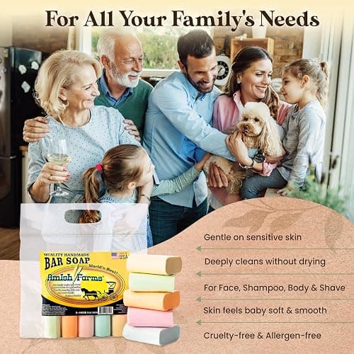 Amish Farms Soap Bar with All Natural Bentonite Clay | Made in USA, Vegan Moisturizing for Sensitive Skin | Women & Mens Face & Body Bath Soap for Shower | Clean Scent | 5 Ounce Each (5 Bars) thumbnail 7