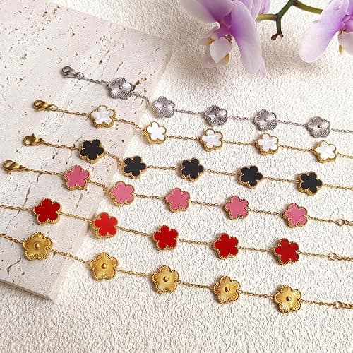 2Pcs Stackable Bracelet Set for Women Cubic Zirconia Tennis Bracelet Adjustable 18K Gold Plated Flower Bracelet Set Trendy Gifts for Women thumbnail 5