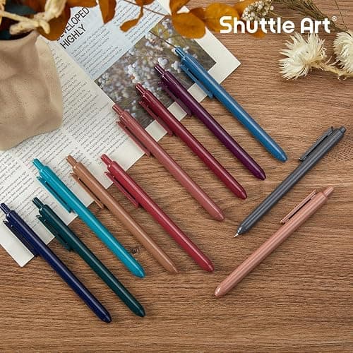 Shuttle Art Colored Retractable Gel Pens, 11 Unique Dark Vintage Ink Colors, Cute Pens 0.7mm Medium Point Quick Drying for Writing Drawing Journaling Note Taking School Office Home thumbnail 8