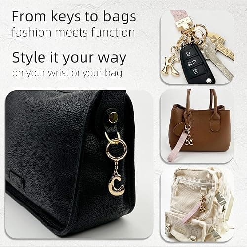 BydGxy Stretchy Wristlet Initial Keychain, Key Chains Women Cute with Keyring, Llaveros para Mujer, Car Key Accessories thumbnail 3