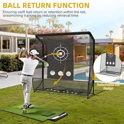 Golf Hitting Net, 10x7ft & 7x7ft Golf Practice Nets for Backyard Driving Chipping, Portable Heavy Duty Golf Impact Nets with Steel Frame, Indoor and Outdoor thumbnail 2