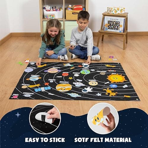 BONNYCO Solar System for Kids Toys with 61 Felt Figures. Space Montessori Toys, Girls Boys Birthday Gifts Planets. Felt Board for Toddlers Story, Educational Kids Gifts 3 4 5 6 7 8 Years, Christmas thumbnail 7