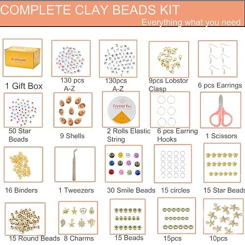 XJRLUK Clay Beads Bracelet Making Kit, 6 Boxes 20000+ PCS 144 Colors Polymer Flat HEISHI Beads Kit for Jewelry Making, Crafts Gift for Christmas Party Gift Craft kit thumbnail 2