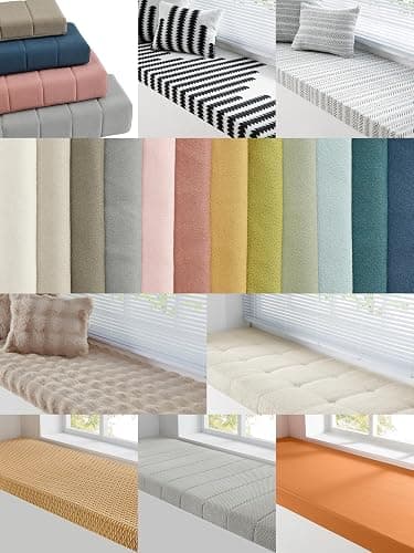 Custom Bay Window Sill Seat Cushion Plump Textured Line Customized Bench Seating Foam Cushions for Indoor Furniture, Mudroom, Reading Nook, Kitchen Dining Room, Anti-Cat, Splash-Proof, Non Slip Bottom thumbnail 9