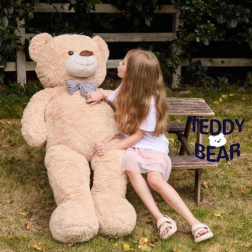 47 inch Big Giant Teddy Bear Stuffed Animals Plush Toys Gift for Kids Girls | Light Brown Soft Cute Huge Hug Plushies Life Size Bear Toy for Children Girlfriend Valentine Christmas Birthday Baby Shower thumbnail 7