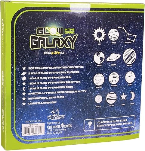 Glow in The Dark Stars for Ceiling, 500-Count, Largest Ceiling Glow Stars Assortment Includes Jumbo Sun, All 9 Planets, Bonus Moon and Entire Big Dipper Constellation Plus More! Stocking Stuffers thumbnail 3