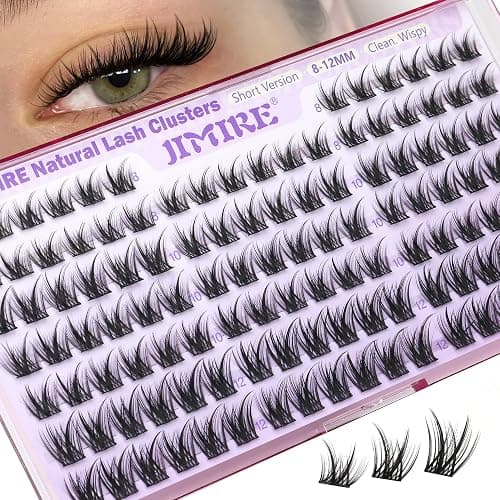 JIMIRE 8-12MM Lash Clusters Natural Look Wispy Cluster Eyelash Extensions C Curly Short Eyelash Clusters 120Pcs Soft DIY Individual Cluster Lashes Natural Lash Extensions at Home - Image 1
