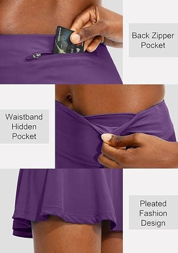 SANTINY Pleated Tennis Skirt for Women with 4 Pockets Women's High Waisted Athletic Golf Skorts Skirts for Running Casual thumbnail 4