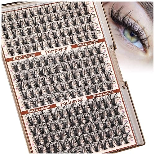 Focipeysa Wispy Lash Clusters Fairy Lashes 12-16mm Eyelashes Clusters Natural Look Lashes Extensions Salon Effect Individual Eyelash Extensions DIY Lash Extension at Home thumbnail 9