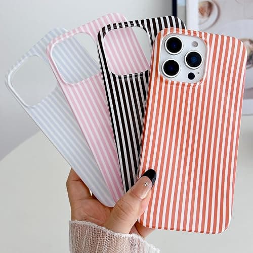 HYUEKOKO Striped Phone Case for iPhone 14 Pro, Fashion Retro Stripe Pattern Aesthetic Cover, Soft TPU Slim Shockproof Case for Girls Women-Blue thumbnail 5