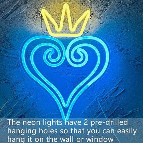 Manimo LED Kingdom and Hearts Neon Signs for Wall Decor, Anime Neon Sign, Neon Game Room Setup, USB Powered for Man Cave Game Home Party Bedroom Room Teenager Gamer Birthday Gifts(9.8 * 13in) thumbnail 5