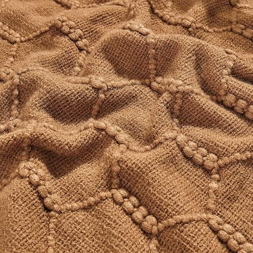 KASYLAN Diamond Knitted Throw Blanket Textured Solid Soft Sofa Throw Couch Knitted Decorative Blanket（Almond，50x60 inches） thumbnail 4