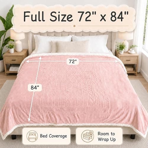 Soypipo Electric Heated Blanket 72"x84", 9 Heat Settings 10-Hour Auto-Off | Soft Flannel with Overheat Protection, Full Size Pink, Machine Washable, Fast Heating, Winter Comfort, for Couch & Bed thumbnail 2
