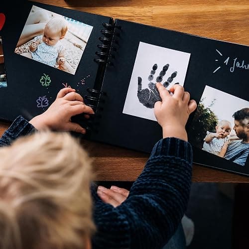 WELTWERK® Wiederverwendbare Stempelkissen für Handabdruck Baby und Fußabdruck Baby - Stempelkissen Kinder ungiftig abwaschbar - Abdruckset (3er-Set) - Set thumbnail 5