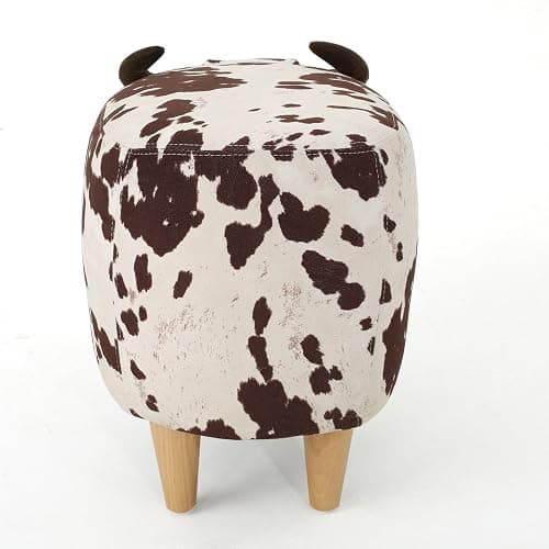 Christopher Knight Home Bessie Patterned Velvet Cow Ottoman, Brown Milk Cow / Natural thumbnail 5