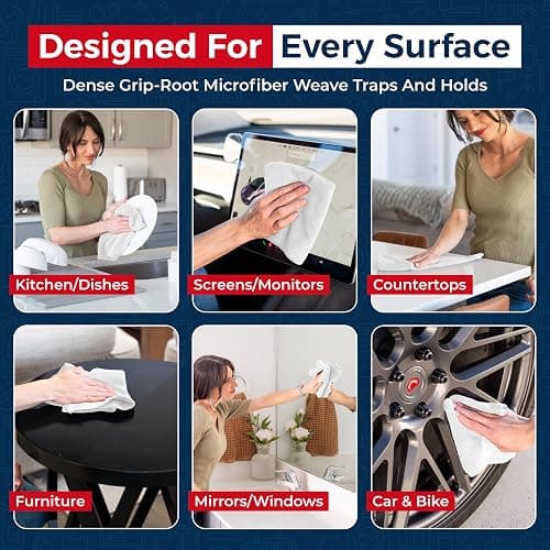 USANOOKS Microfiber Cleaning Cloth - White - 12Pcs (12.5x12.5 inch) High Performance - 1200 Washes, Ultra Absorbent Car Towel Traps Grime & Liquid for Streak-Free Mirror Shine - Car Washing Cloth thumbnail 4