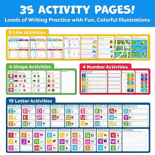 Preschool Learning Activities - Tracing Books for Kids Ages 3-5 - Toddler Handwriting Practice - Letter Tracing for Kids Preschool Kindergarten 3-4, 4-5 - 3 year old boy gift - Gifts for Grandkids thumbnail 3