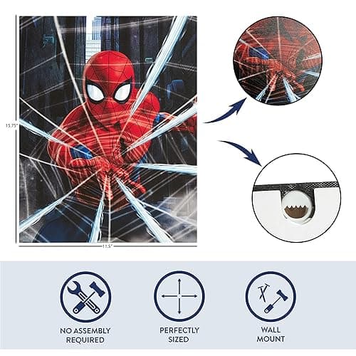 Idea Nuova Marvel Spiderman LED Canvas Wall Art,11.5" x 15.75" Light-Up Wall Décor for Kids, Battery Operated Room Decoration for Bedroom, Playroom, or Nursery thumbnail 5