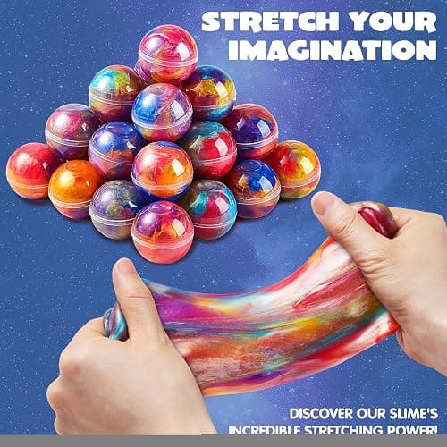 JOYIN Slime Party Favors, 24 Pack Galaxy Slime Ball - Stretchy, Non-Sticky, Mess-Free, Stress Relief, and Safe - Toys for Girls and Boys - Classroom Reward, Party Supplies thumbnail 5