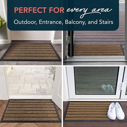 ubdyo Extra Durable Door Mat Outside Entrance (30" x 17", Bright Brown) | Dirt Trapping, Non-Slip Backing, Indoor or Outdoor Use, Welcome Mat, Low Profile, Natural Rubber, Stain Fade Resistant thumbnail 9