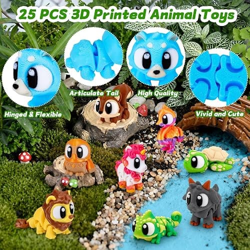 Kanmeii 25 PCS Large 3D Printed Animals, Articulated Fidget Toys | Articulated 3D Printed Animals for Desk Pets, Home Office Displays, Party Favors and Goodie Bag Stuffers thumbnail 4