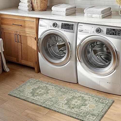 GENIMO Kitchen Mats for Floor 2PCs, Washable Anti Fatigue Mat for Cushioned, 17.3"x47"+17.3"x30", Waterproof Kitchen Rugs, Non Slip Comfort Standing Mat Rug for Home, Sink, Laundry, Light Green thumbnail 7