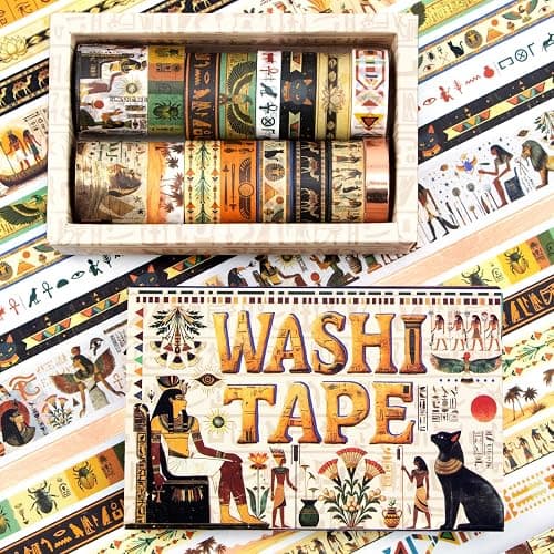 Mooker 16 Rolls Washi Tape Set - Decorative Tape Egyptian Style, Craft Tape for Journaling Supplies, Scrapbooking Supplies, Journaling Supplies, DIY Crafts, Junk Journal Supplies, Scrapbook Paper thumbnail 7