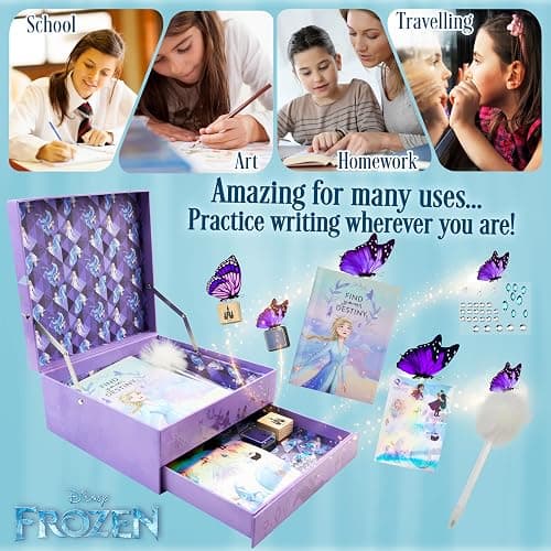 Disney Stitch Notebook Stationery Set Kids Diary DIY Journal Kit and Craft Supplies (Purple Frozen) thumbnail 5