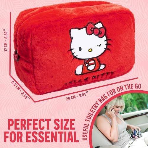 Hello Kitty Cute Makeup Bag Fluffy Kawaii Travel Bag, Zipped Cosmetic Bag Toiletry Bag for Women Teens Girls, Gift for Her thumbnail 6