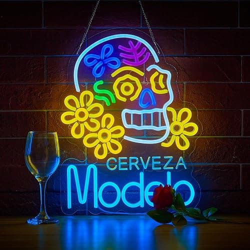 Yooyneon Neon Sign for Wall Décor Model Beer Bar Cerveza Neon Light Up Signs for Man Cave Pub Store Party Club LED Lights Decor - Image 1