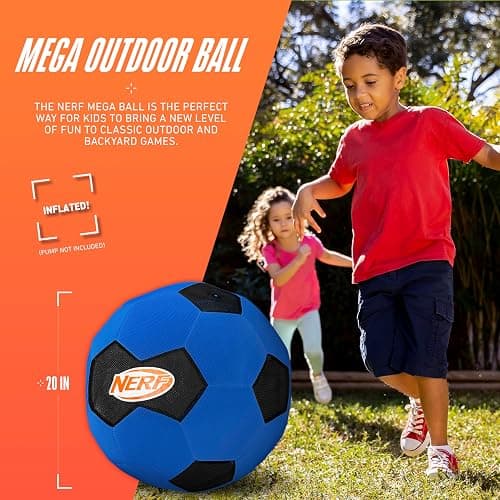 Nerf Mega Ball - 20" Inch Big Outdoor Kids Kickball, Soccer Ball, Dodgeball for Backyard Games - Giant Multi Sport Toy for Outdoor + Lawn Games - NO Pump Included thumbnail 3