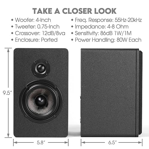 Micca MB42X G2 Passive Bookshelf Speakers for Home Theater Surround Sound, Stereo, and Passive Near Field Monitor, 2-Way (Black, Pair) thumbnail 8
