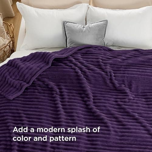 Bedsure GentleSoft Purple Fleece Blanket for Couch - Cozy Soft Blankets for Women, Cute Small Throws for Girls, 90x90 Inches thumbnail 5