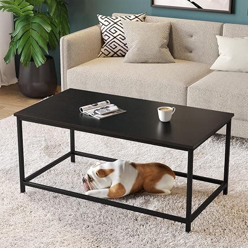 SAYGOER Black Coffee Table Simple Modern Rectangular Center Table Open Space Minimalist for Living Room Home Office Industrial Cocktail Tables, Easy Assembly, 39.37 x 19.69 x 17.72 - Black Large - 39.3"D x 19.7"W thumbnail 2