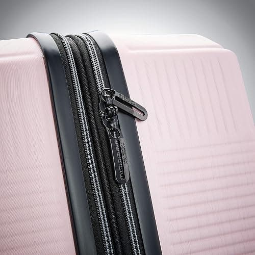 American Tourister Stratum XLT Expandable Hardside Luggage with Spinner Wheels, Pink Blush, Checked-Medium 24-Inch thumbnail 3