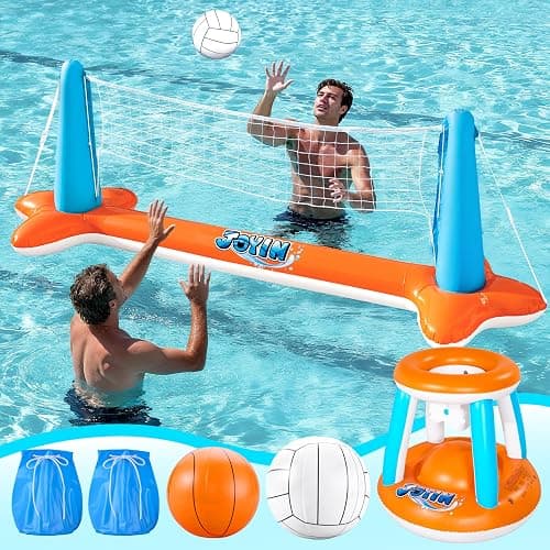 JOYIN Pool Toys Games Set-Inflatable Pool Float Set Volleyball Net & Basketball Hoops, 2 in1 Floating Swimming Game Toy, Volleyball Swimming Pool Game for Kids and Adults, Backyard Beach Summer Toys thumbnail 4