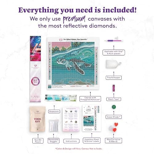 DIAMOND ART CLUB Tropical Sea Turtle Diamond Painting Kit, Fun DIY Crafts for Adults, Round Diamond Art Canvas, 13" x 13" thumbnail 5