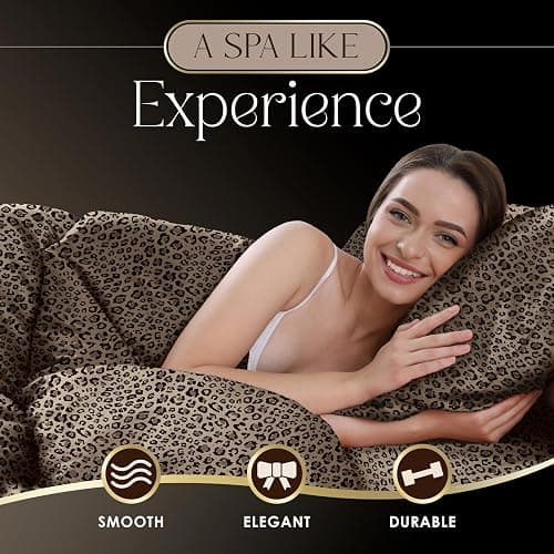 Martex Elegance 4-Piece Satin Sheets Set - Full Size, Leopard Print, Luxury Hotel Quality, Silky Soft & Smooth, Great for Hair & Skin thumbnail 4