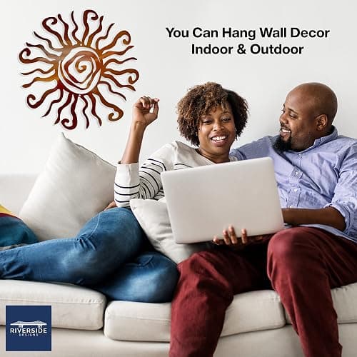 Wacky Sun Metal Wall Art Indoor/Outdoor Decor - 12" Copper Rust Proof Wall Sculpture - Made in USA - Ideal for Bedroom, Garden, Home, Patio and Farmhouse thumbnail 5