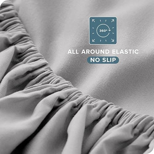 Bare Home Queen Sheet Set - Luxury 1800 Ultra-Soft Microfiber - Double Brushed - Deep Pockets - Easy Fit - 4 Piece Set - Bedding Sheets & Pillowcases (Queen, Light Grey) thumbnail 6
