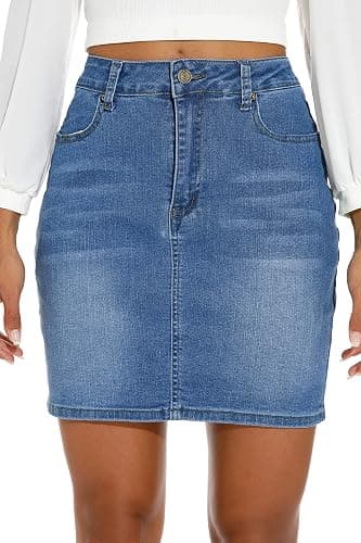 GUANYY Womens Denim Skirt High Waisted Short Pencil Jean Mini Skirts S-XXL thumbnail 2