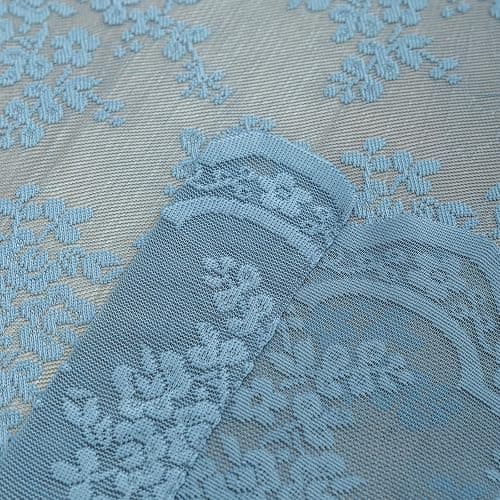 YJ YANJUN Vintage Lace Curtains 84 Inch Length-Dusty Blue Floral Sheer Curtains for Bedroom Living Room Hallway Doorways 2 Panels Set Beach Coastal Decor Rod Pocket W52 X L84 inch Stone Blue thumbnail 7