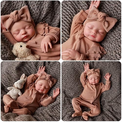 ADFO Real Life Reborn Baby Dolls Girl 20 Inches Realistic Baby Doll Soft Vinyl Sleeping Newborn Baby Dolls with Feeding Accessories for Kids Ages 3+ thumbnail 5